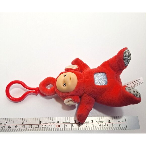 Plush Red Teletubby Po Teletubbies Backpack Clip Keychain 1998 Rubber Face - Picture 2 of 12